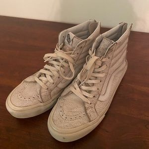 Vans high top white crackled leather 7.5